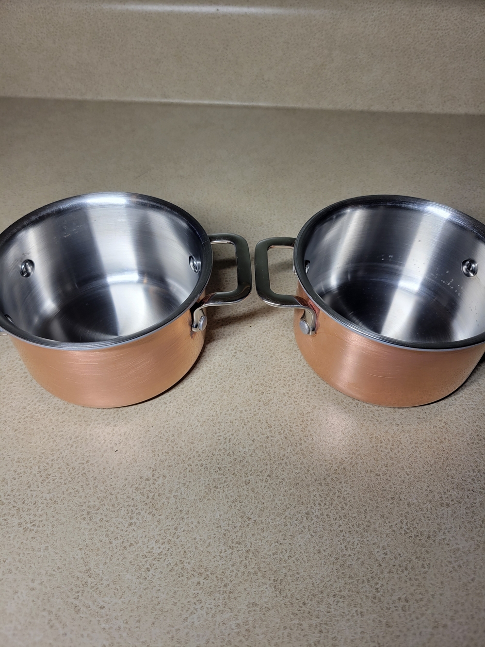 Unmarked 4inch Mini Copper Cocotte Pots-Set Of Two